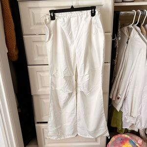 White parachute pants